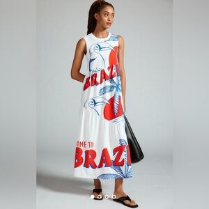 Farm Rio Brazil Sleeveless Graphic Maxi Dress